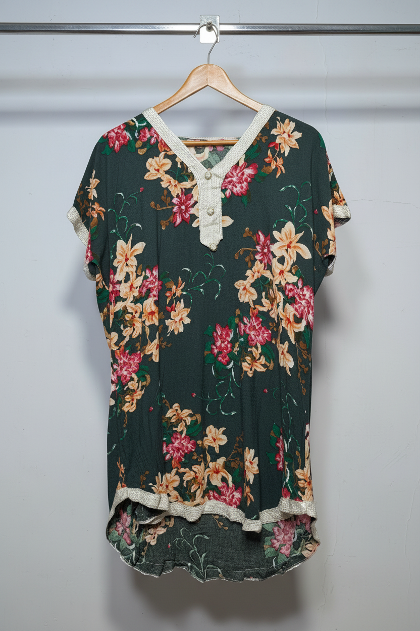 Emerald Floral Lace High-Low Tunic