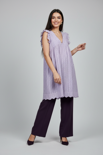 Lilac Eyelet Lace Babydoll Dress