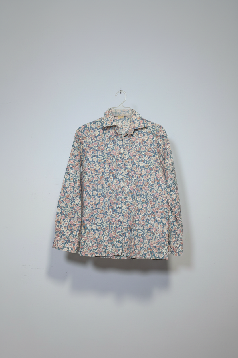 Premium Blue Ditsy Floral Button-Down Shirt