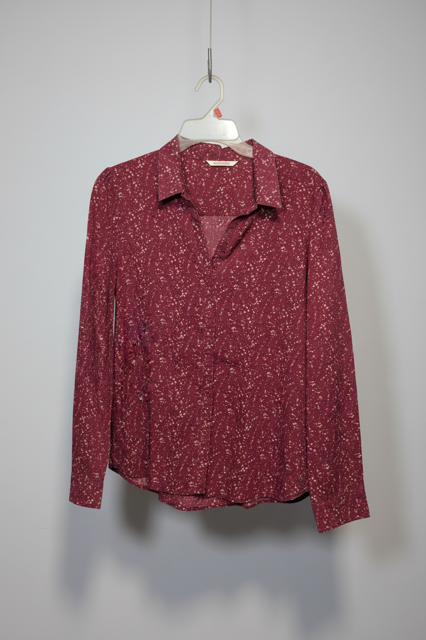 Camateu Burgundy Floral Print Long Sleeve Blouse