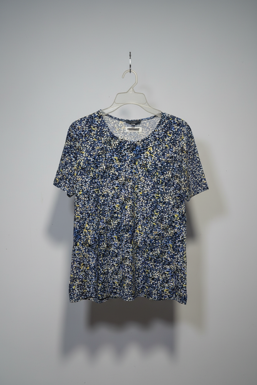 Premium Navy Blue Abstract Printed Casual Top
