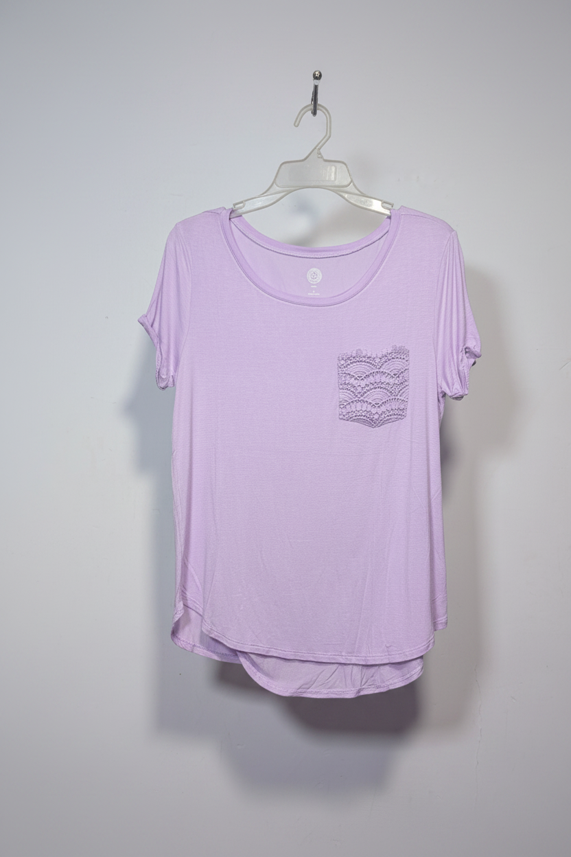 Premium Lilac Lace Pocket Casual Tee