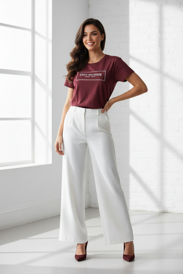 True Religion Burgundy Graphic Logo T-Shirt