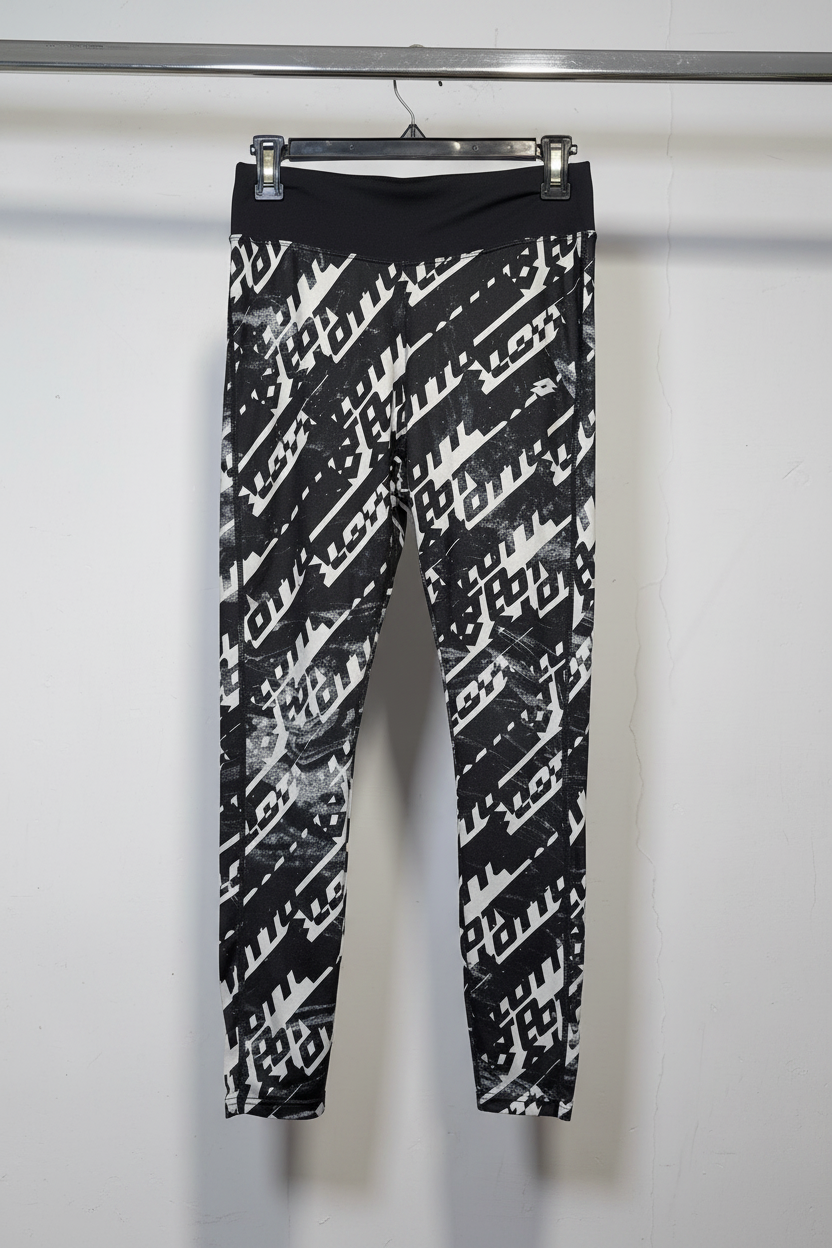 Premium Black & White Graphic Print Active Leggings