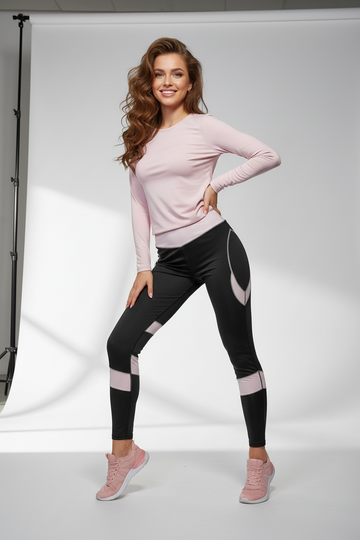 Women's Black & Baby Pink Activewear Leggings