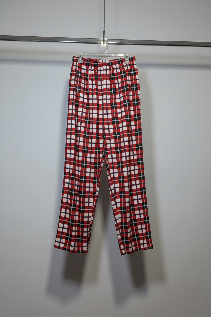 Red Plaid Checkered Relaxed Fit Trousers