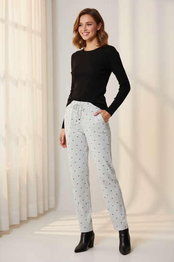Light Grey Heart Print Relaxed Loungewear Pants