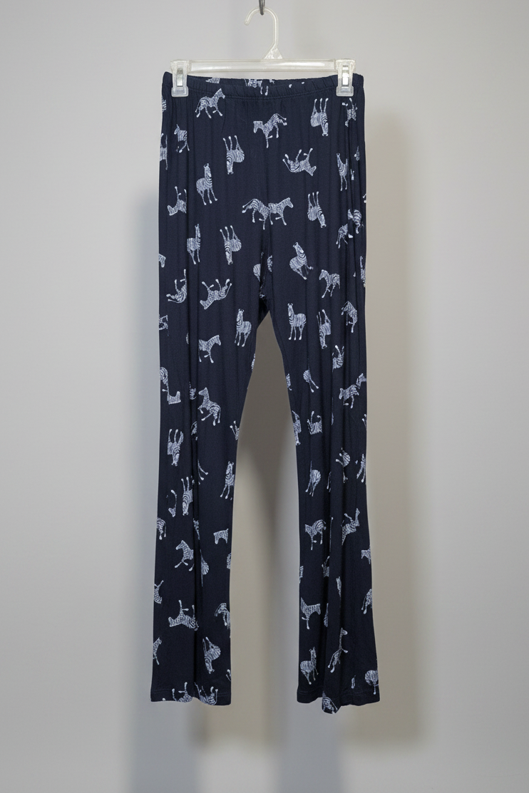 Navy Blue Zebra Print Relaxed Lounge Pants