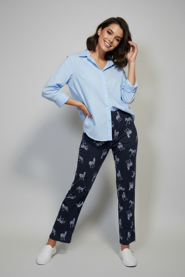 Navy Blue Zebra Print Relaxed Lounge Pants