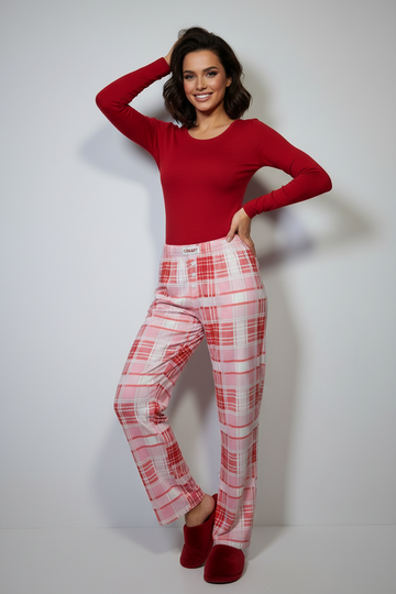 Pink and White Plaid Relaxed Lounge Pants