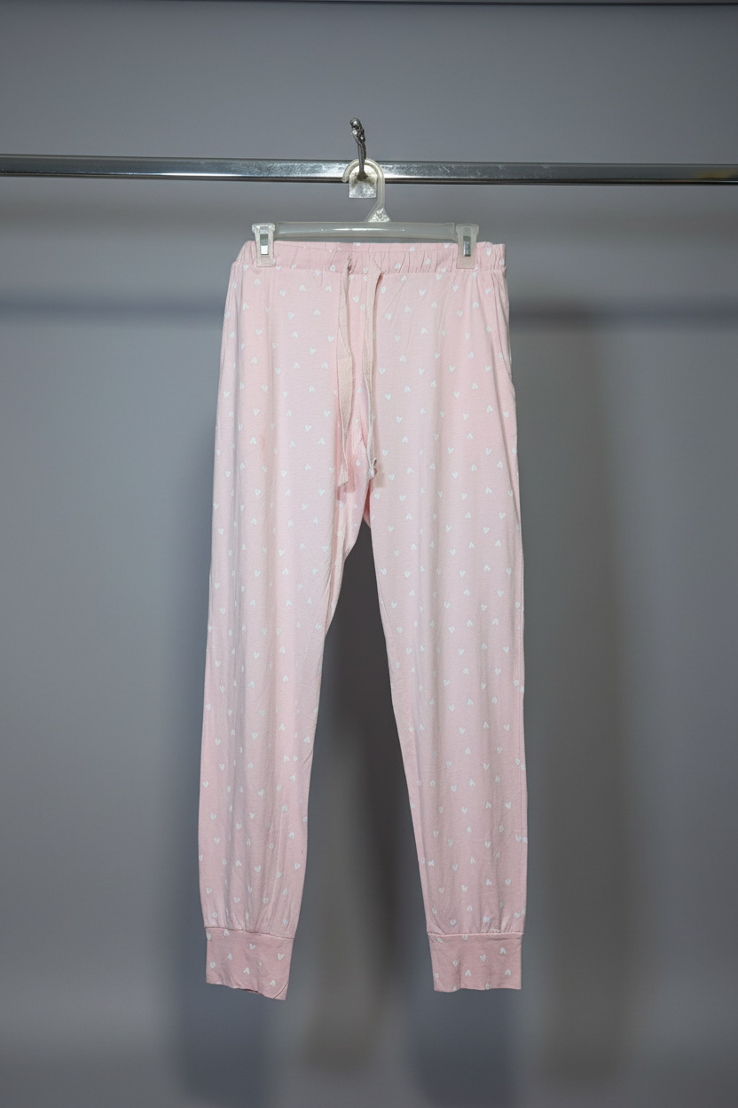 Pastel Pink Heart Print Loungewear Joggers