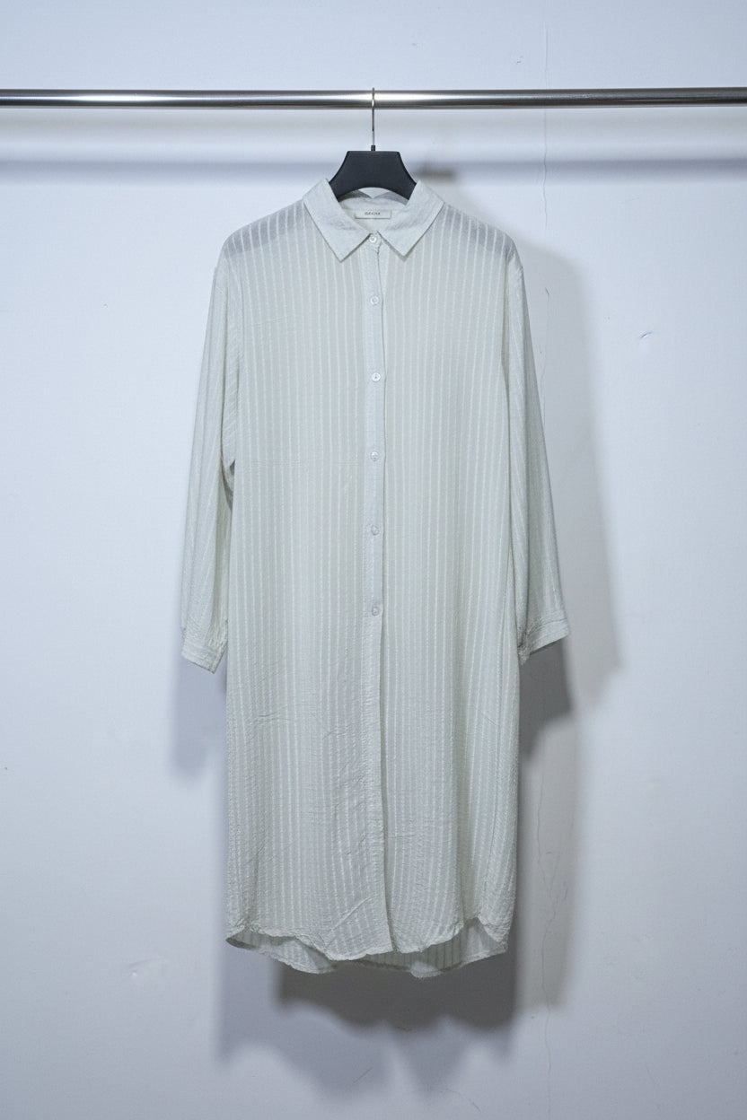 Premium White Striped Long-Line Button-Down Shirt