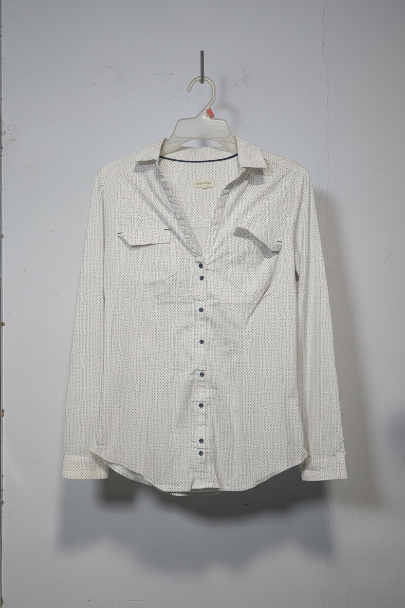 Premium White Micro-Print Button-Down Shirt