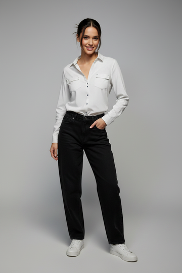 Premium White Micro-Print Button-Down Shirt