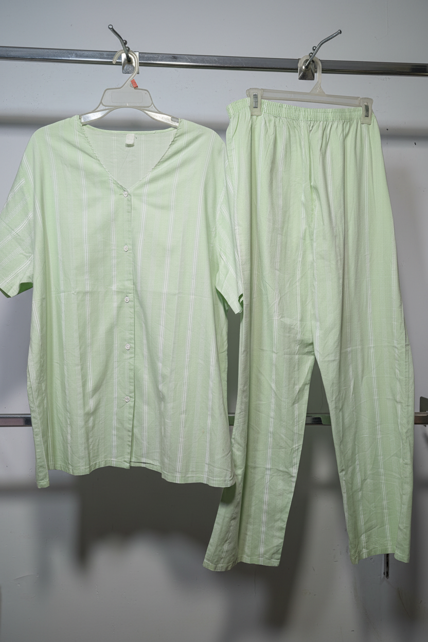 Mint Green Striped Premium Pajama Set