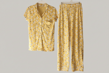 Loungewear Nightwear Set – Yellow  Women's Floral "Queen Bee"