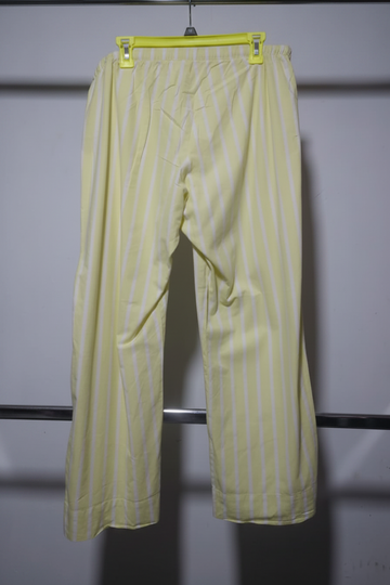 Classic Striped Wide-Leg Pajama Pants – Pastel Lemon Yellow & White
