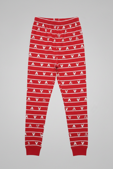 Official Disney Mickey Mouse Striped Pajama Pants – Festive Red & White