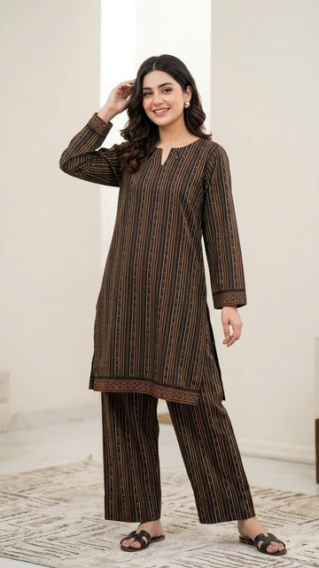 Multi-Colored Striped Straight 2Pc