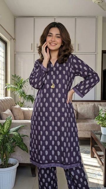 Deep Purple Paisley Print 2Pc
