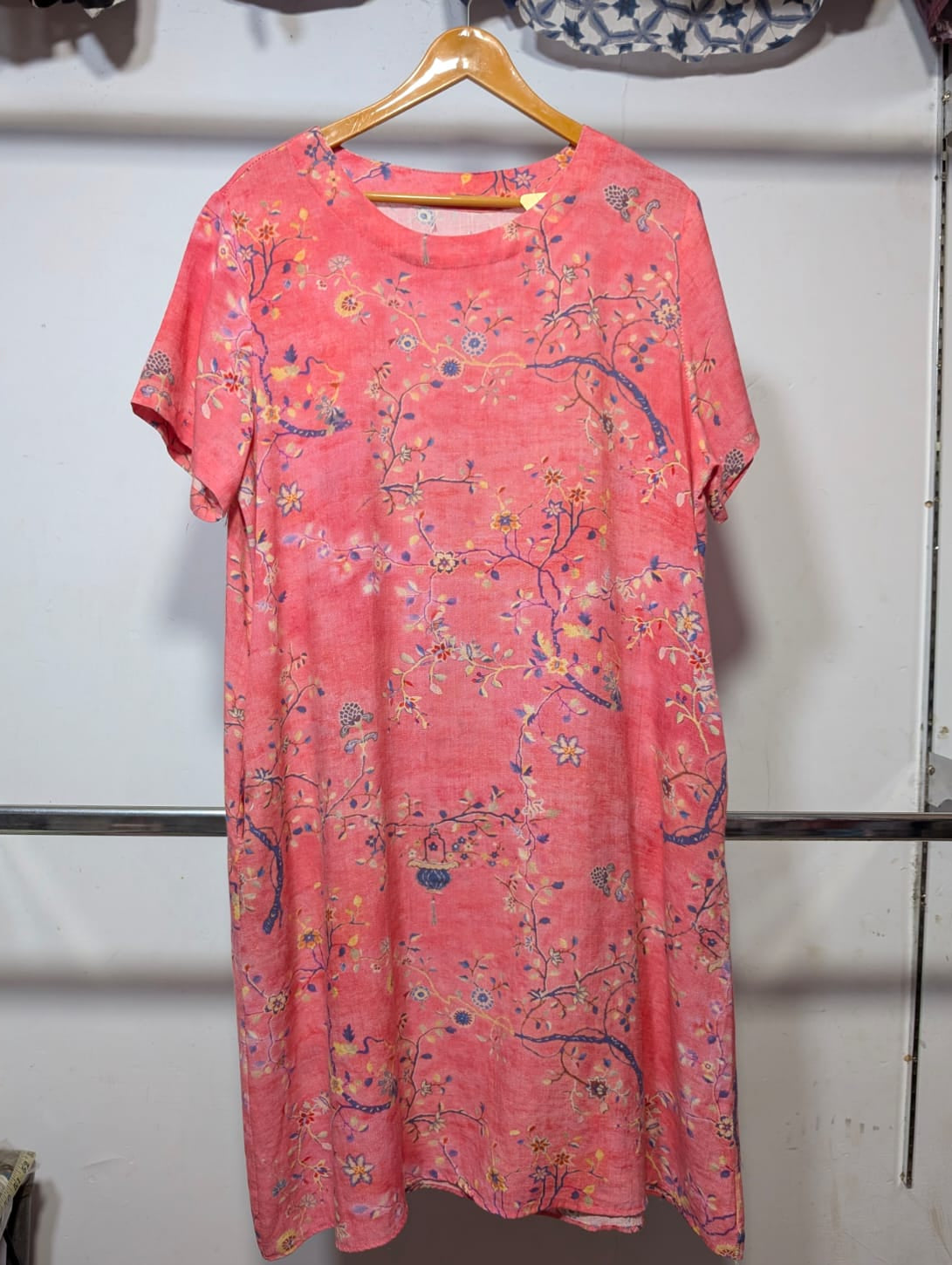 Coral Pink Chinoiserie Botanical Shift Dress