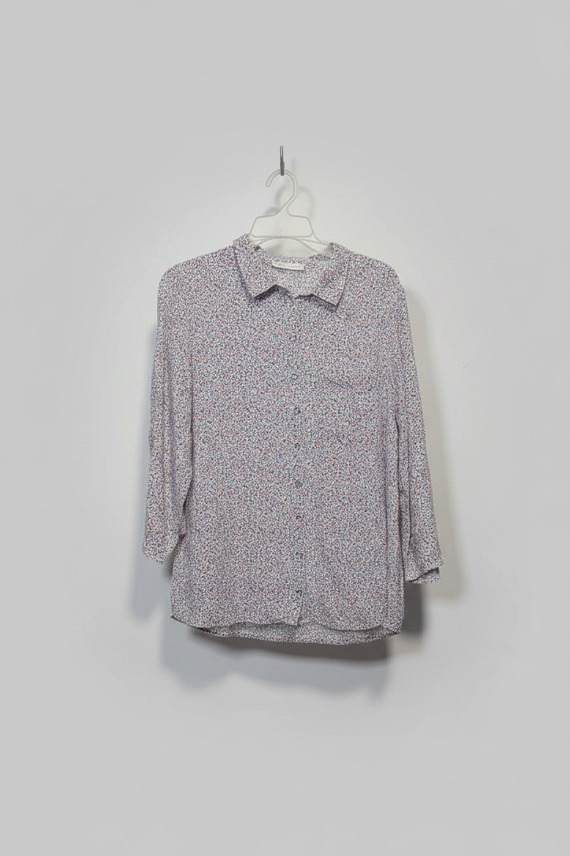 Multi-Color Micro-Floral Print Button-Down Shirt