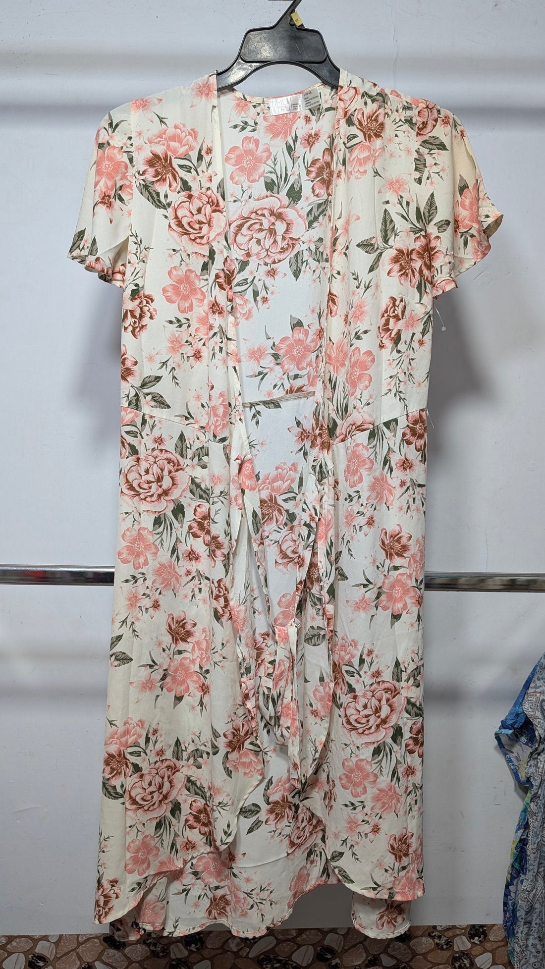 Cream Blush Floral Tie-Front Maxi Wrap Dress