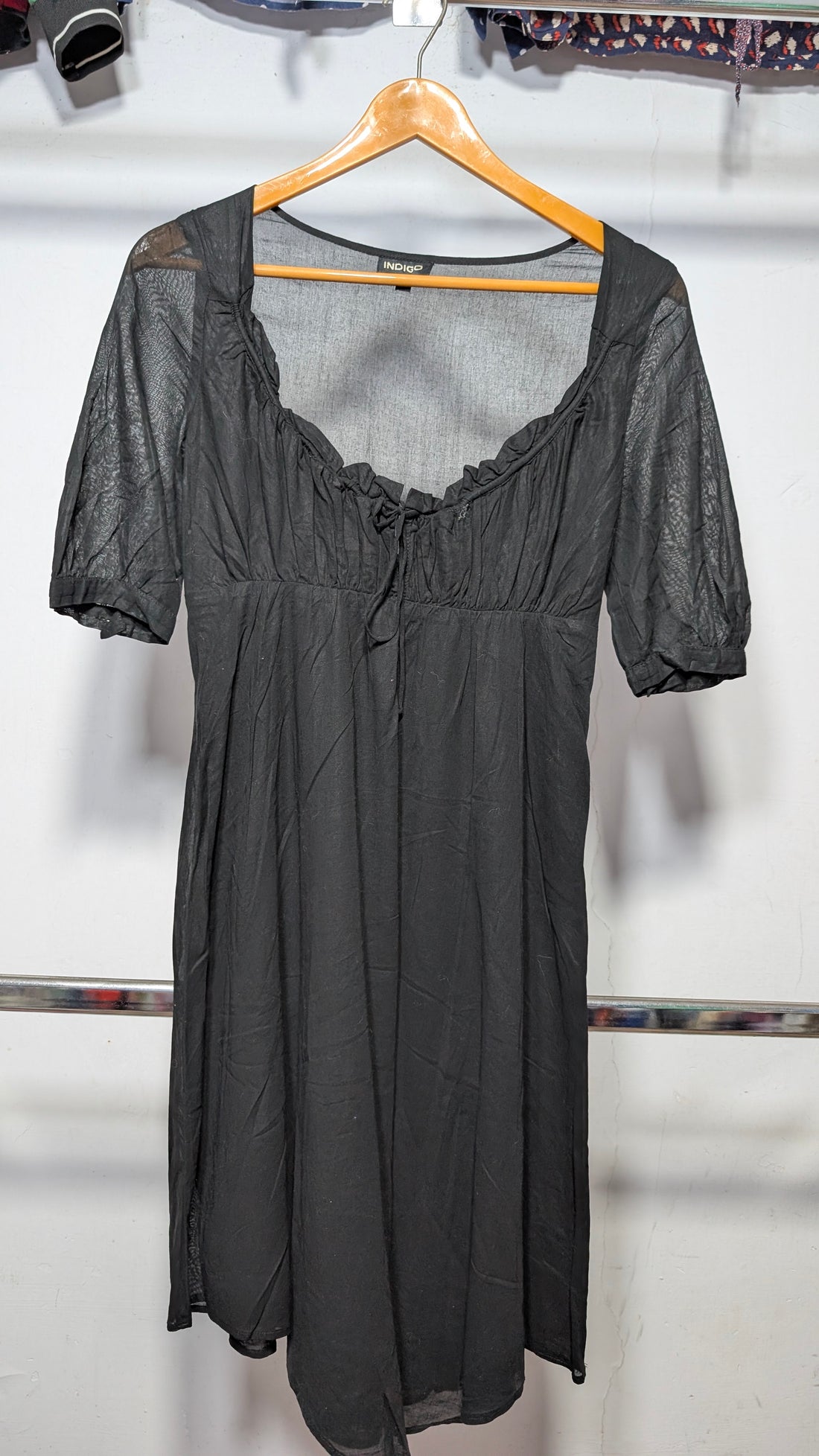 INDIGO Black Milkmaid Puff Sleeve Dress
