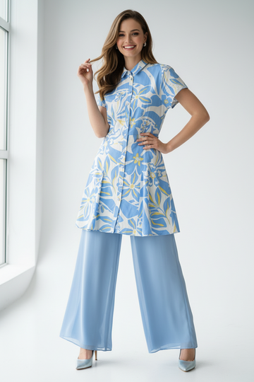 Primark Sky Blue Floral Shirt Dress